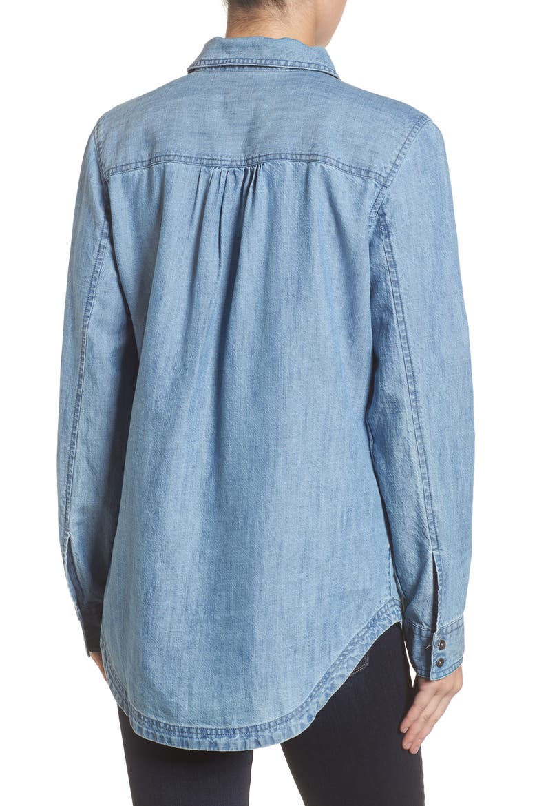 Button Front Chambray Shirt, Alternate, color, CHAMBRAY