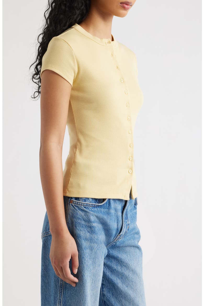 Raelynn Button Front Organic Cotton Knit Top, Alternate, color, BLONDE
