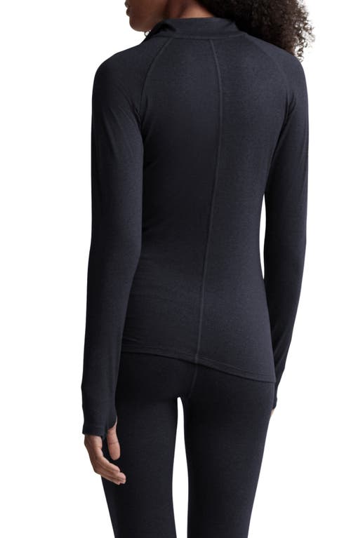 Varley Always Warm Base Layer Half Zip Top In Black Marl