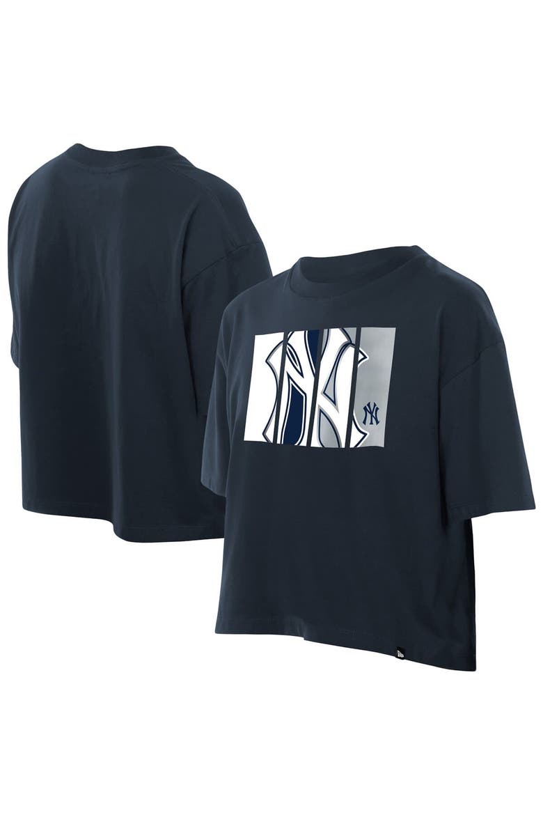 Women's New Era Navy New York Yankees Boxy Foil Logo T-Shirt, Main, color, Navy
