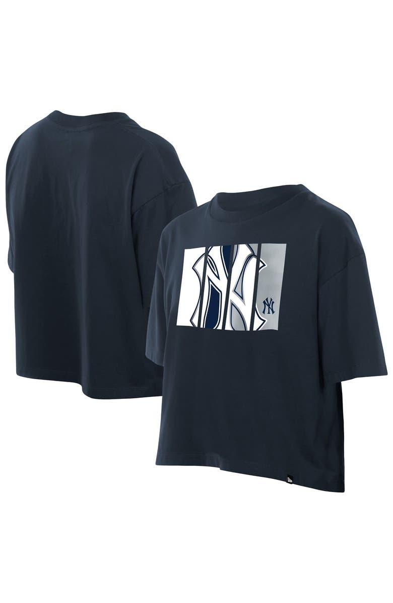 New Era Women
s New Era Navy New York Yankees Boxy Foil Logo T-Shirt, Main, color, Navy