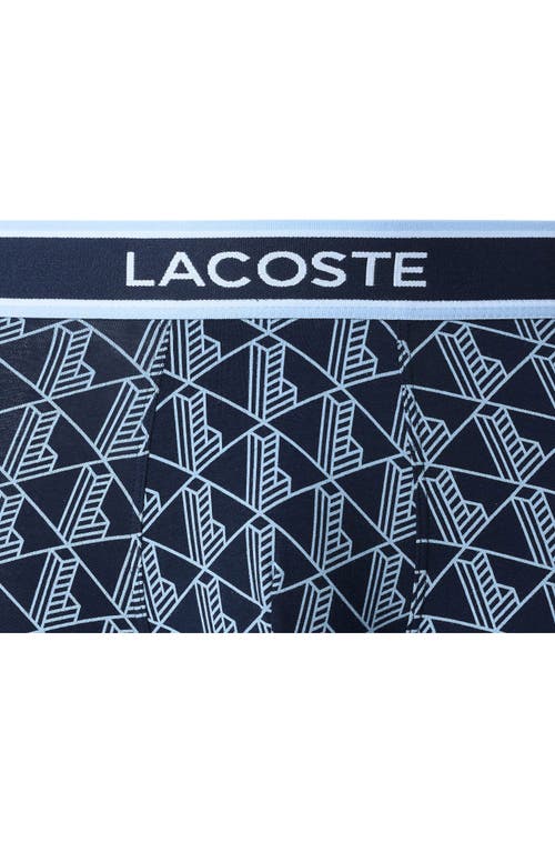 Lacoste Monogram Assorted 3-pack Boxer Briefs In Blue