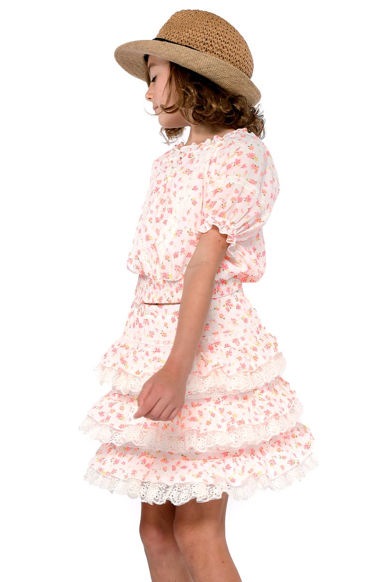 Kids' Ruffle Sleeve Smock Top, Alternate, color, IVORY MULTI