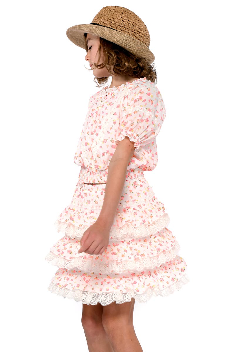 Hannah Banana Kids' Ruffle Sleeve Smock Top, Alternate, color, Ivory Multi