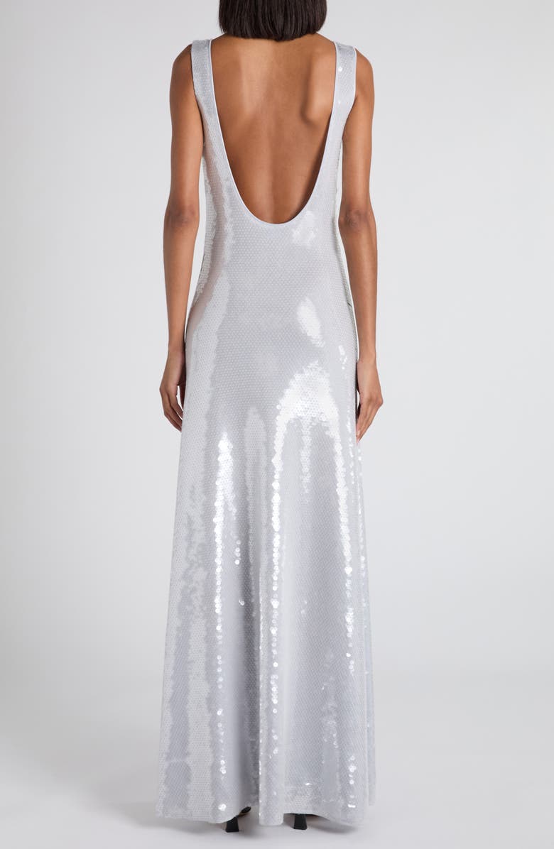 Bottega Veneta Scoop Neck Sleeveless Sequin Gown, Alternate, color, Grey