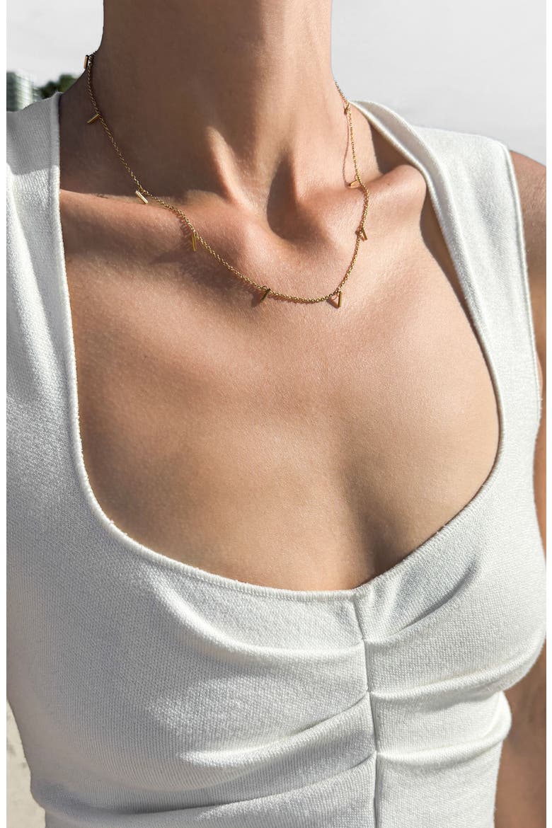 Set of 2 Bar Station & Pavé Pendant Necklaces, Alternate, color, GOLD
