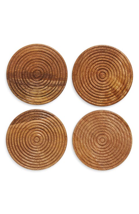 Bronx Set of 4 Etched Wood Coasters