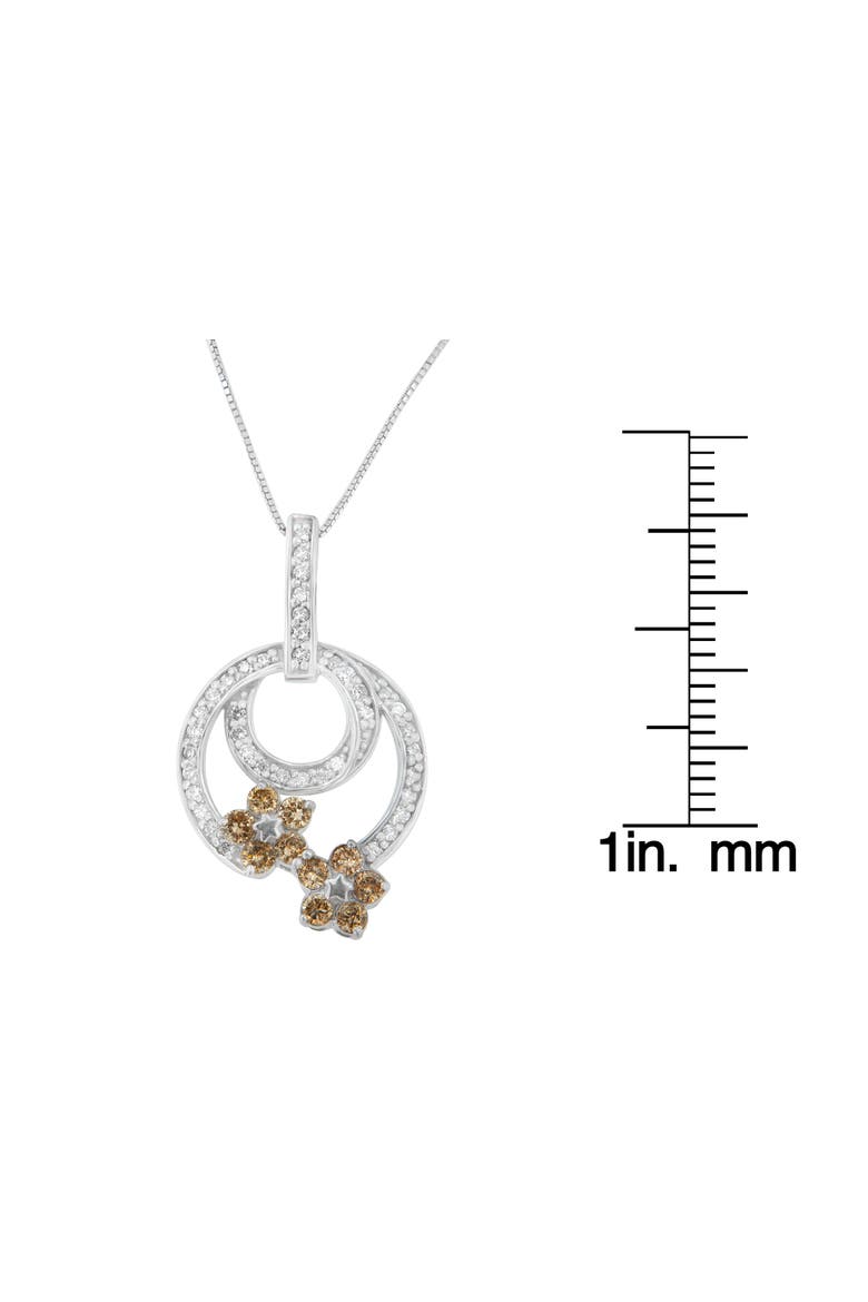 Silver 1 cttw Round Cut Diamond Floral Garden Pendant Necklace, Alternate, color, White