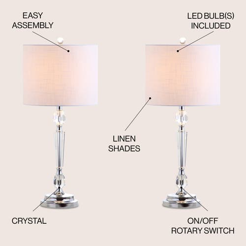 Jonathan Y Victoria 27" Crystal Led Table Lamp, Clear In Clear