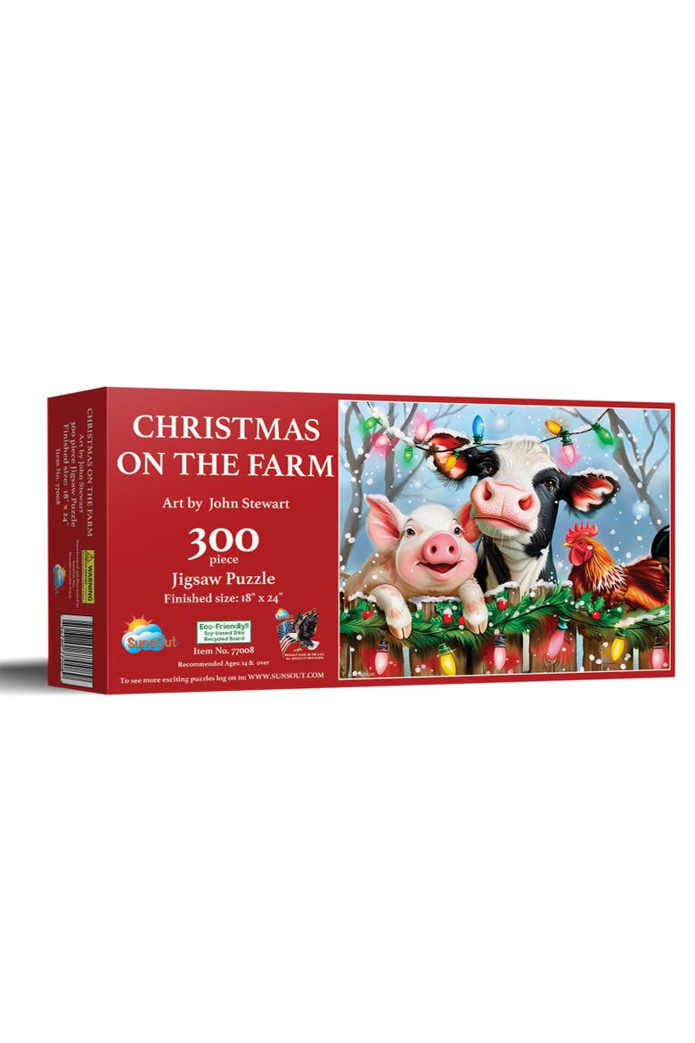 Christmas on the Farm 300 piece Jigsaw Puzzle for Adults, Main, color, Multicolor