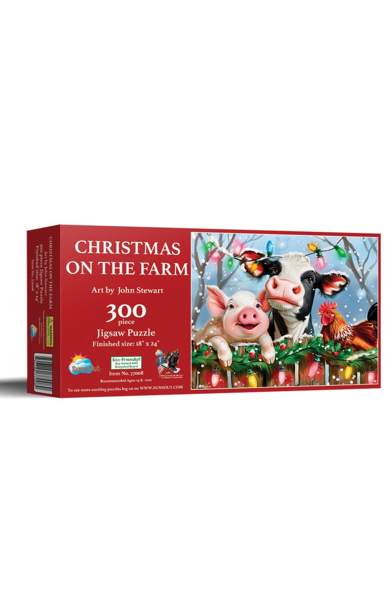 Sunsout Christmas on the Farm 300 piece Jigsaw Puzzle for Adults, Main, color, Multicolor