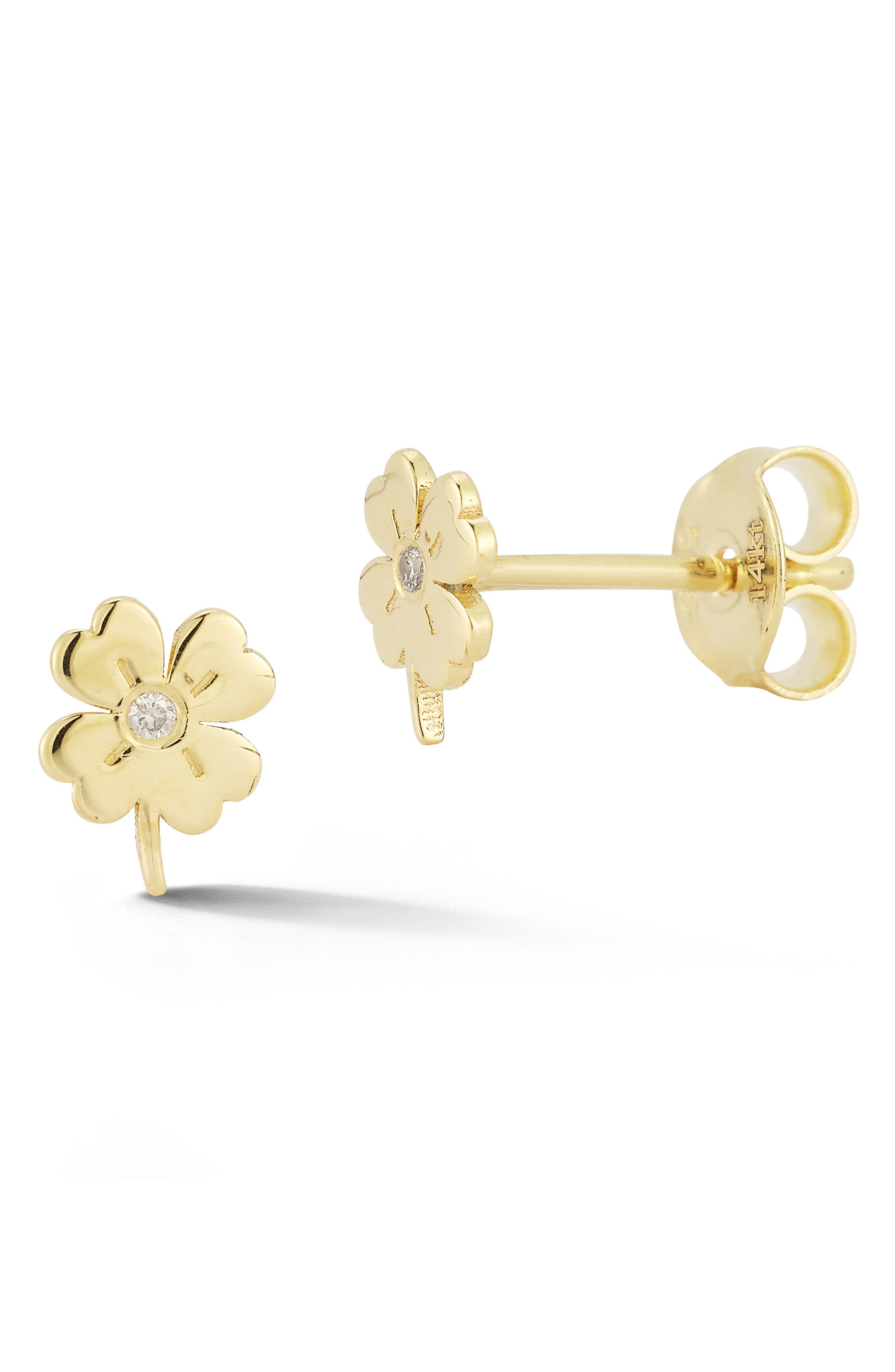 Ember Fine Jewelry Bezel Set Diamond Clover Stud Earrings