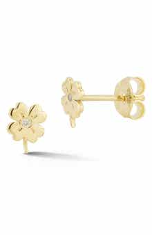 Ember Fine Jewelry Bezel Set Diamond Clover Stud Earrings