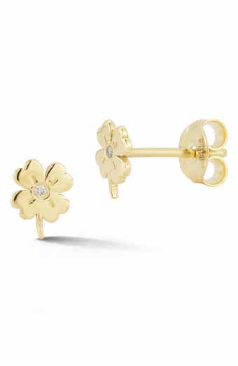 Ember Fine Jewelry Bezel Set Diamond Clover Stud Earrings