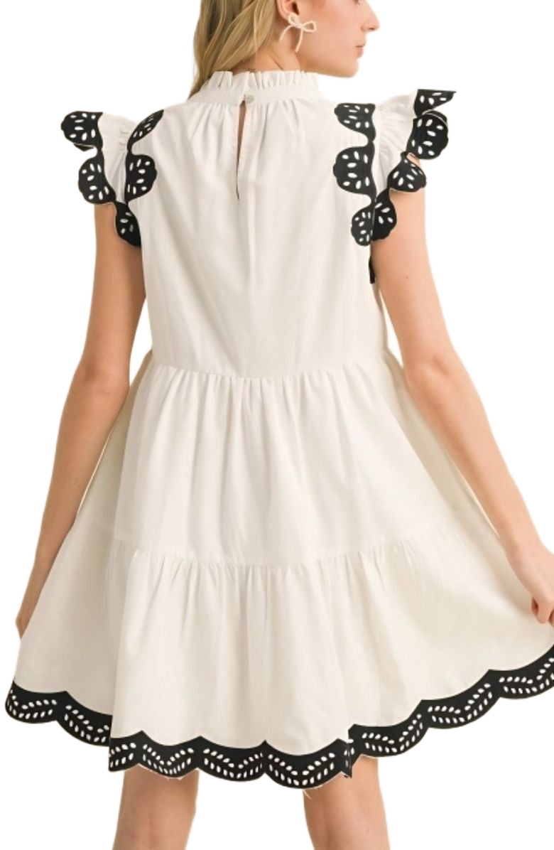 Knit and Lounge Tiered Scallop Trim Mini Dress, Alternate, color, 