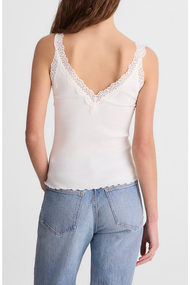 V-Neck Lace Cotton Blend Tank, Alternate, color, WINTER WHITE