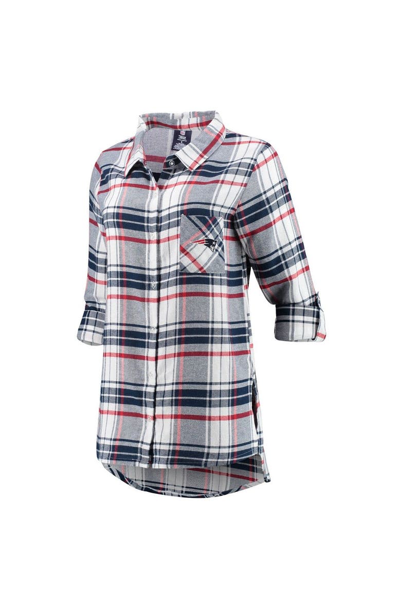 CONCEPTS SPORT Women's Concepts Sport Navy/Red New England Patriots Accolade Flannel Long Sleeve Button-Up Nightshirt, Alternate, color, Navy