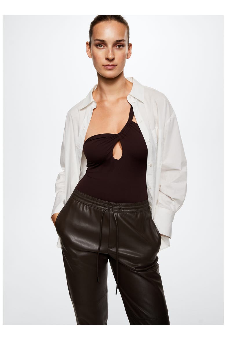 Faux Leather Straight Leg Pants, Alternate, color, MEDIUM BROWN