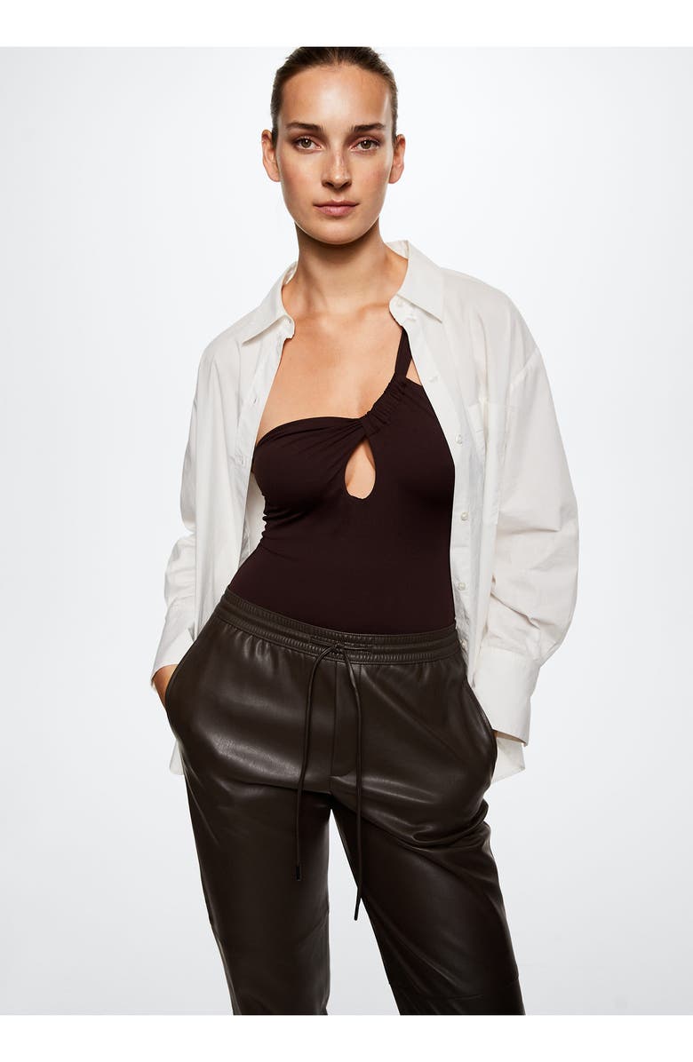 MANGO Faux Leather Straight Leg Pants, Alternate, color, 