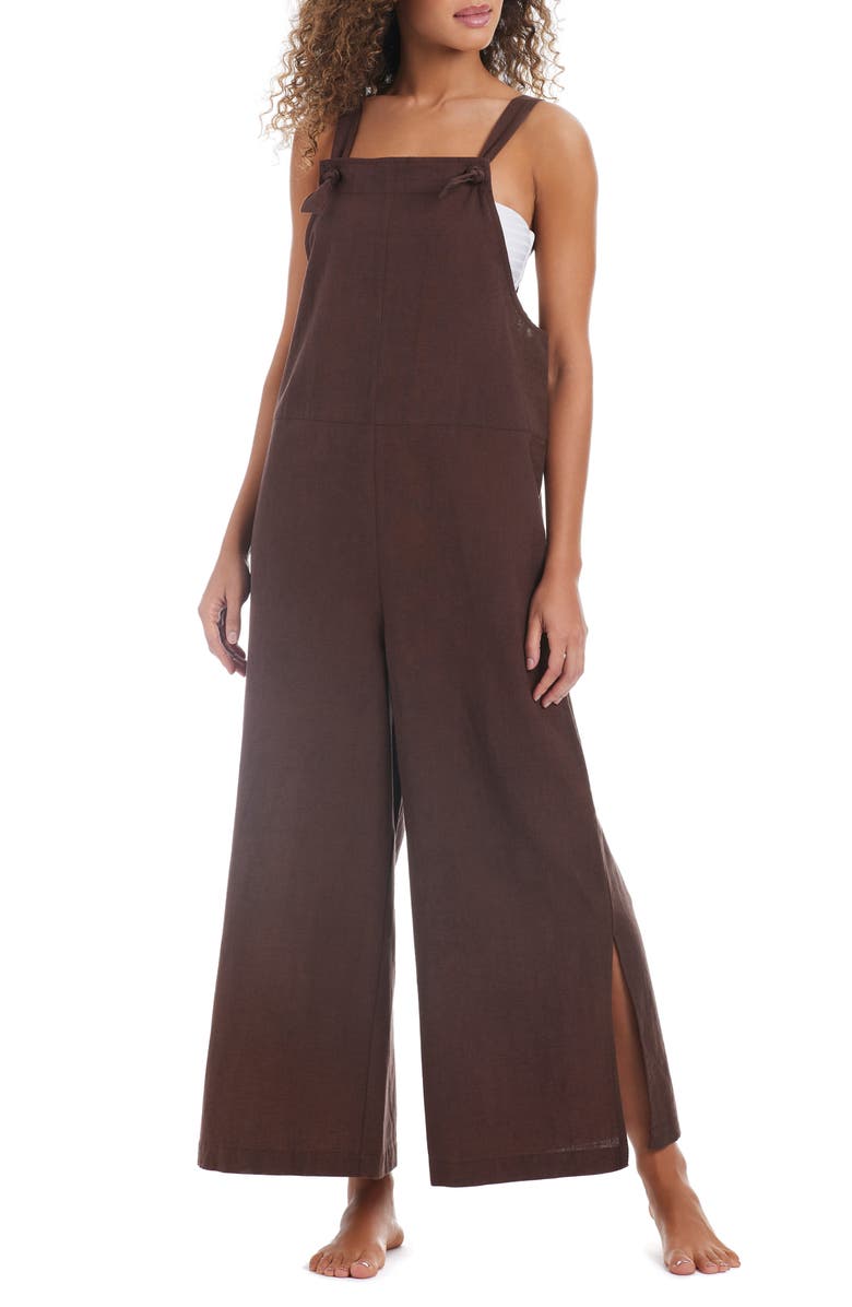 Sanctuary Tie Strap Cotton & Linen Cover-Up Overalls, Main, color, 