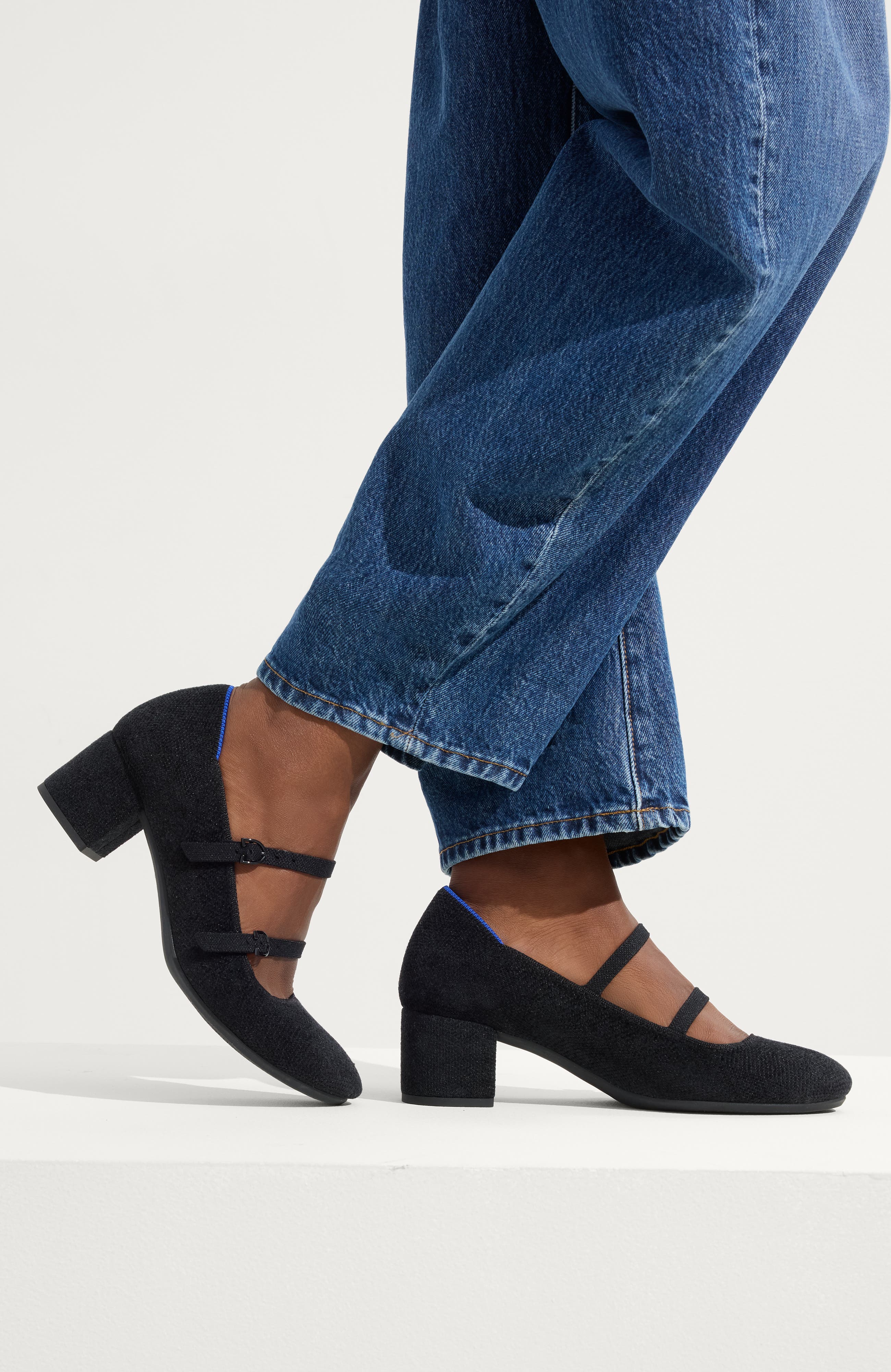 Rothy
s The ReVelvet Double Buckle Mary Jane Heel, Alternate, color, Revelvet Black