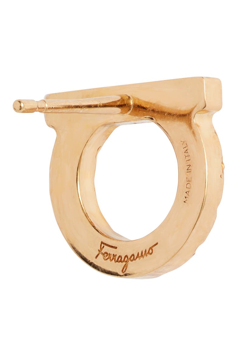 Salvatore Ferragamo Small Gancio Imitation Pearl Stud Earrings, Alternate, color, GOLD/ PEARL
