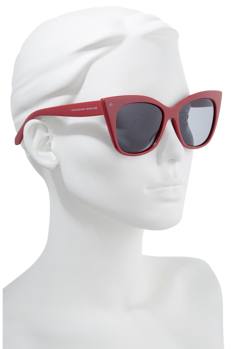 x Madelaine Petsch The Mister 54mm Cat Eye Sunglasses, Alternate, color, RED/ BLACK