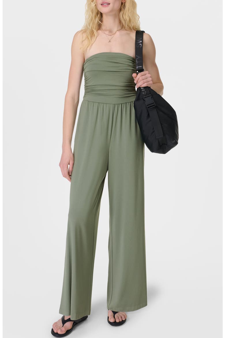 Strapless Wide Leg Jumpsuit, Main, color, WILLOW GRE