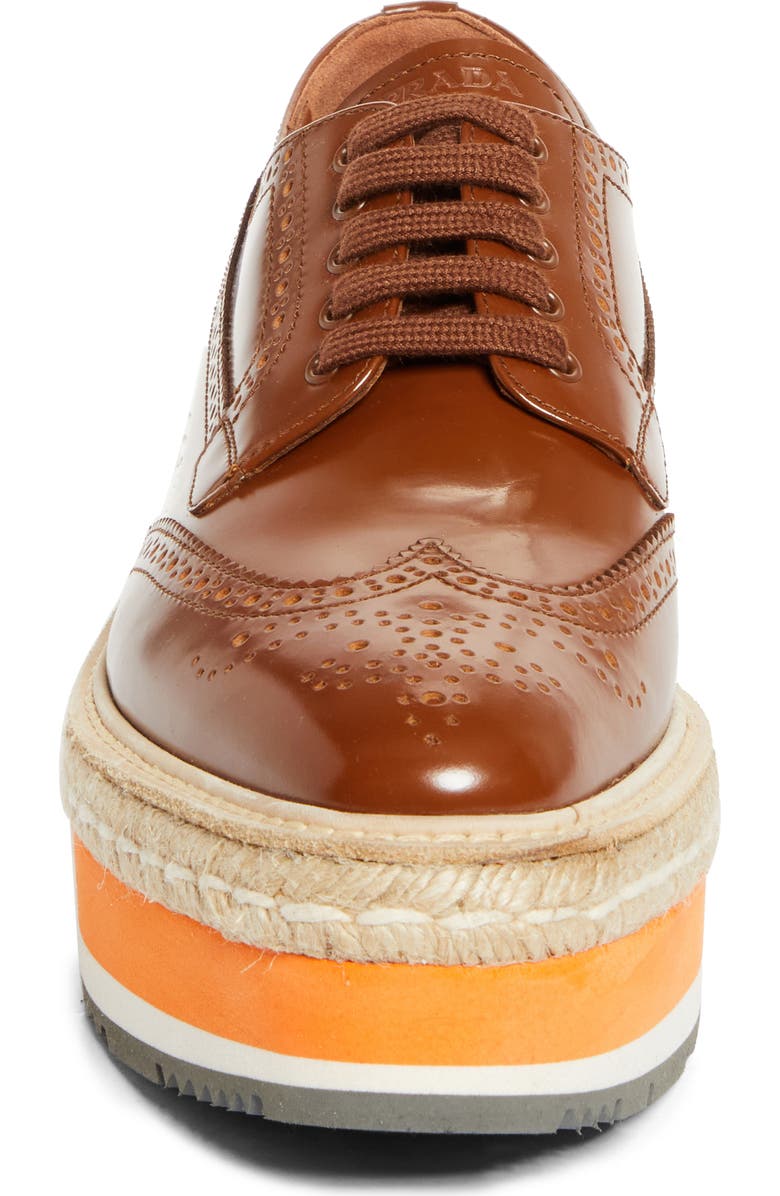 Prada Re-Edition 2011 Platform Wingtip Oxford, Alternate, color, Tabacco