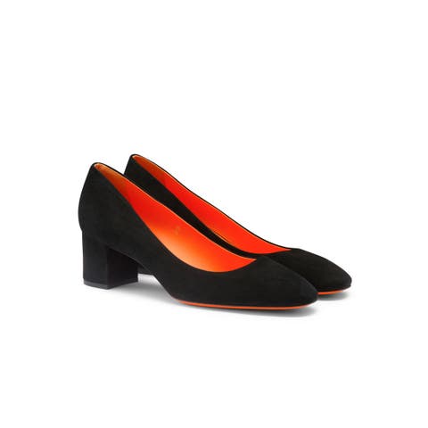 Women's suede low-heel pump