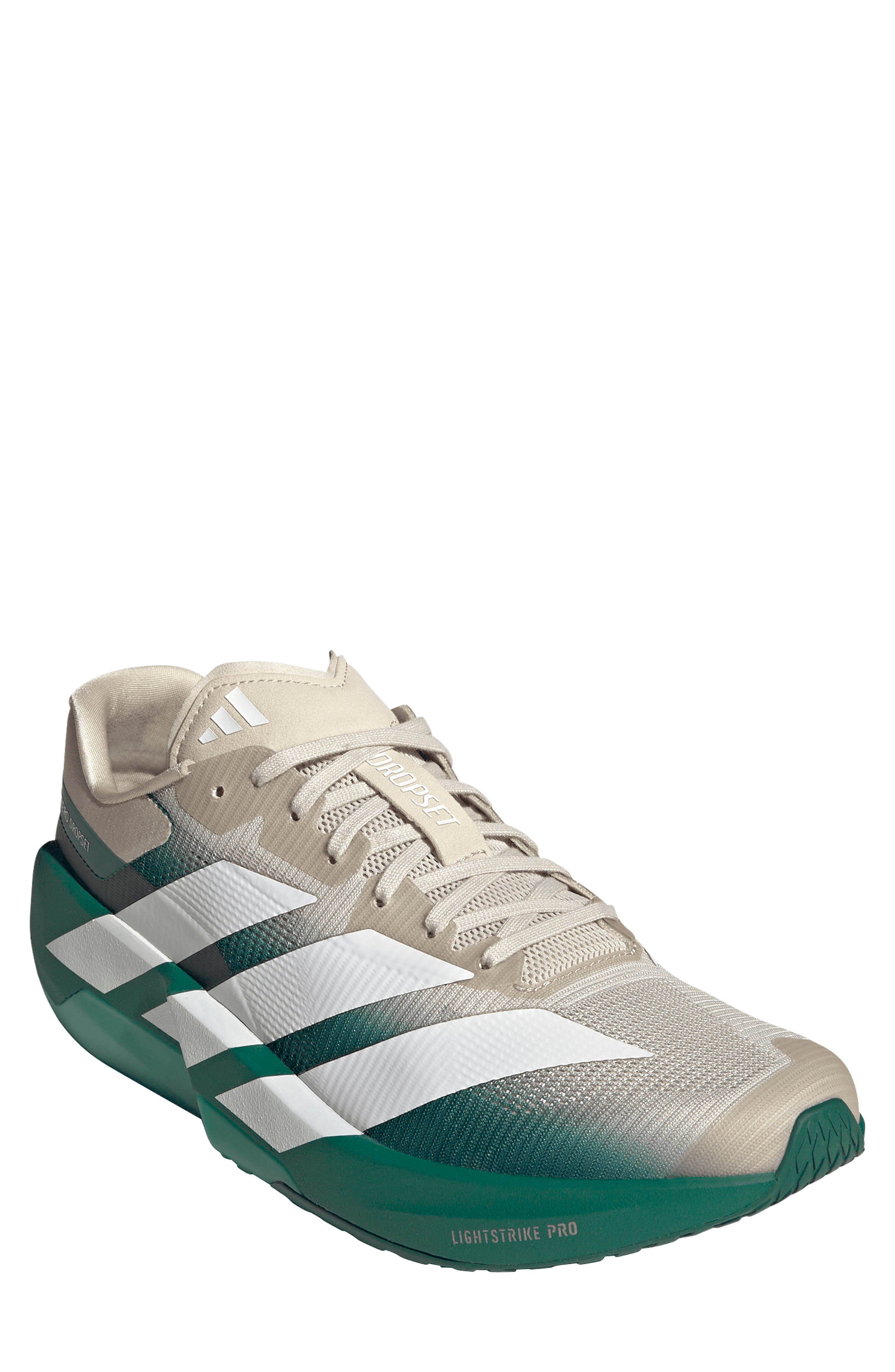 Adizero Dropset Pro Training Shoe, Main, color, ALUMINA/ GREEN/ WHITE