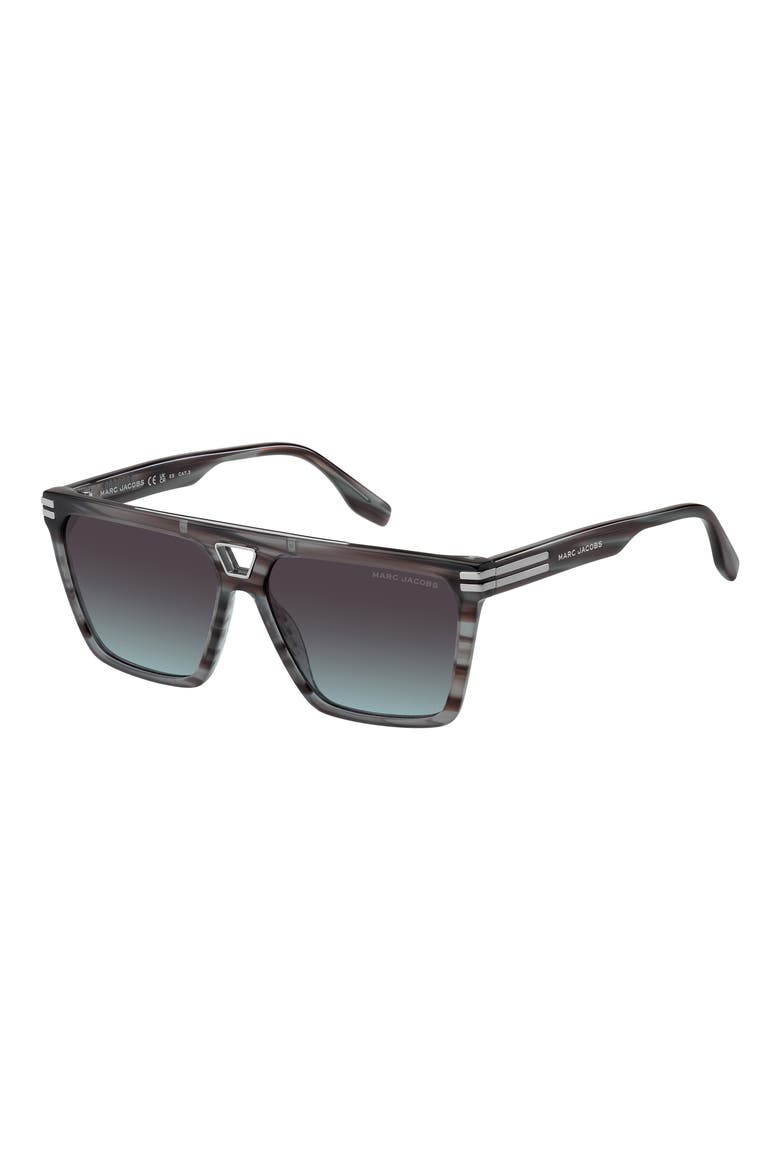 58mm Gradient Square Sunglasses, Alternate, color, GREY HORN/ BROWN BLUE