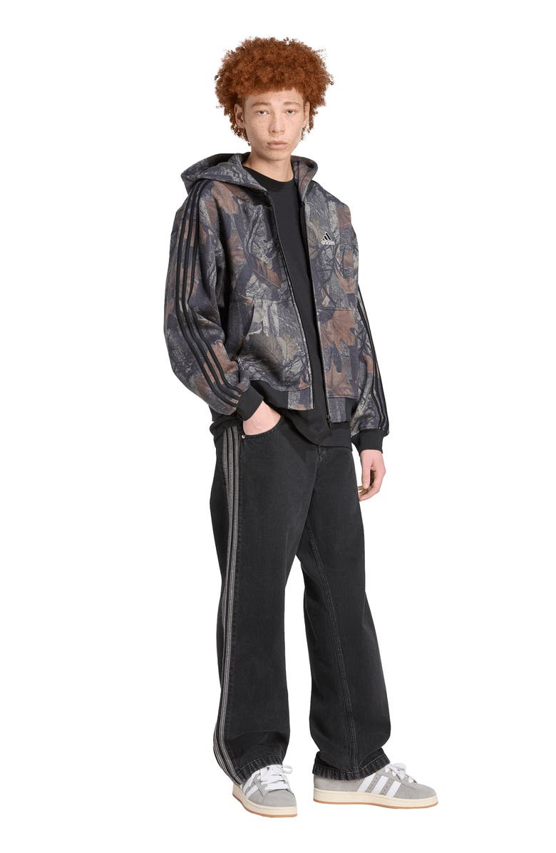 adidas Camo Fleece Zip Hoodie, Alternate, color, Black