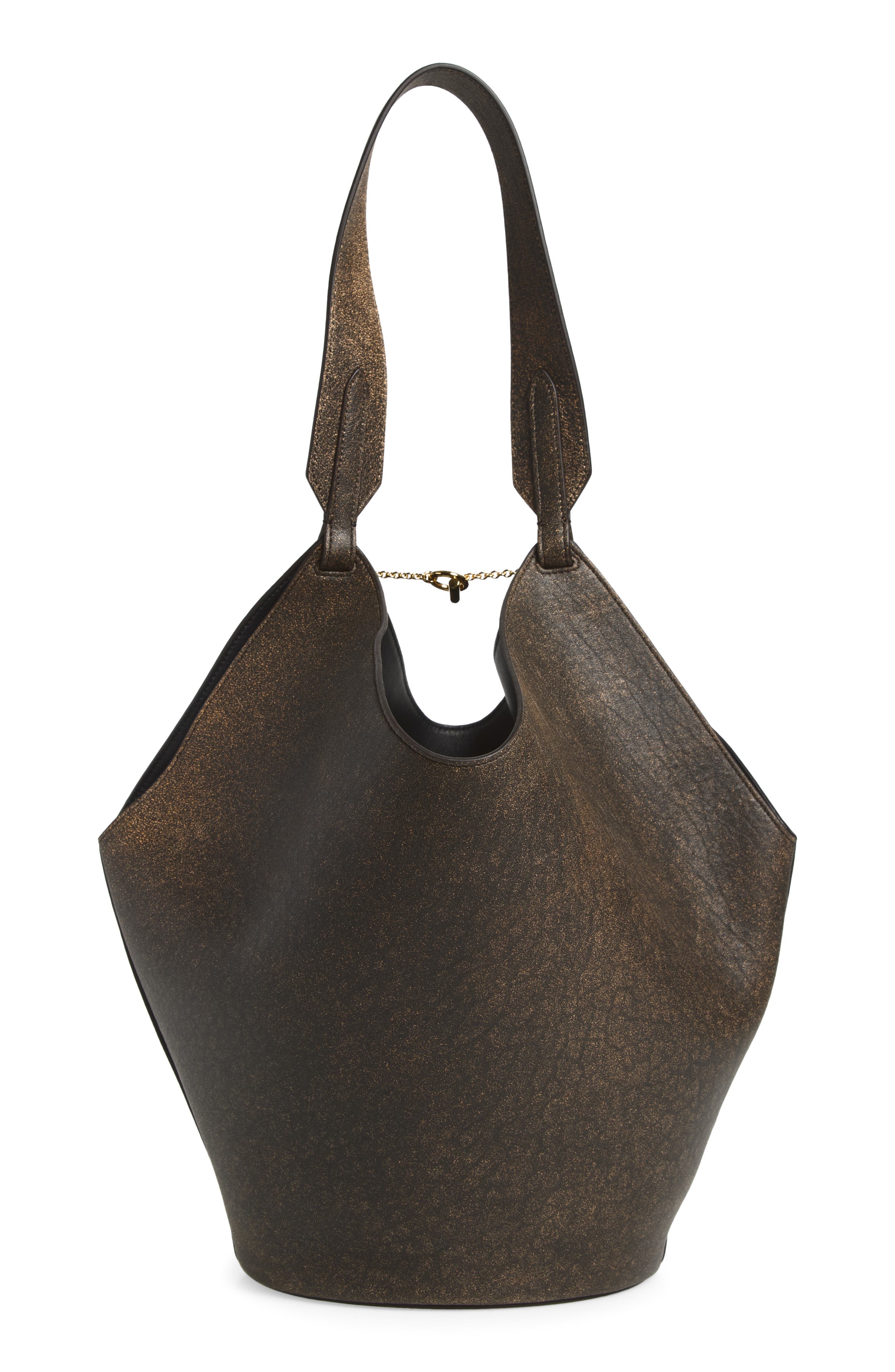 Small Lotus Leather Tote, Alternate, color, NATURAL/ BLACK