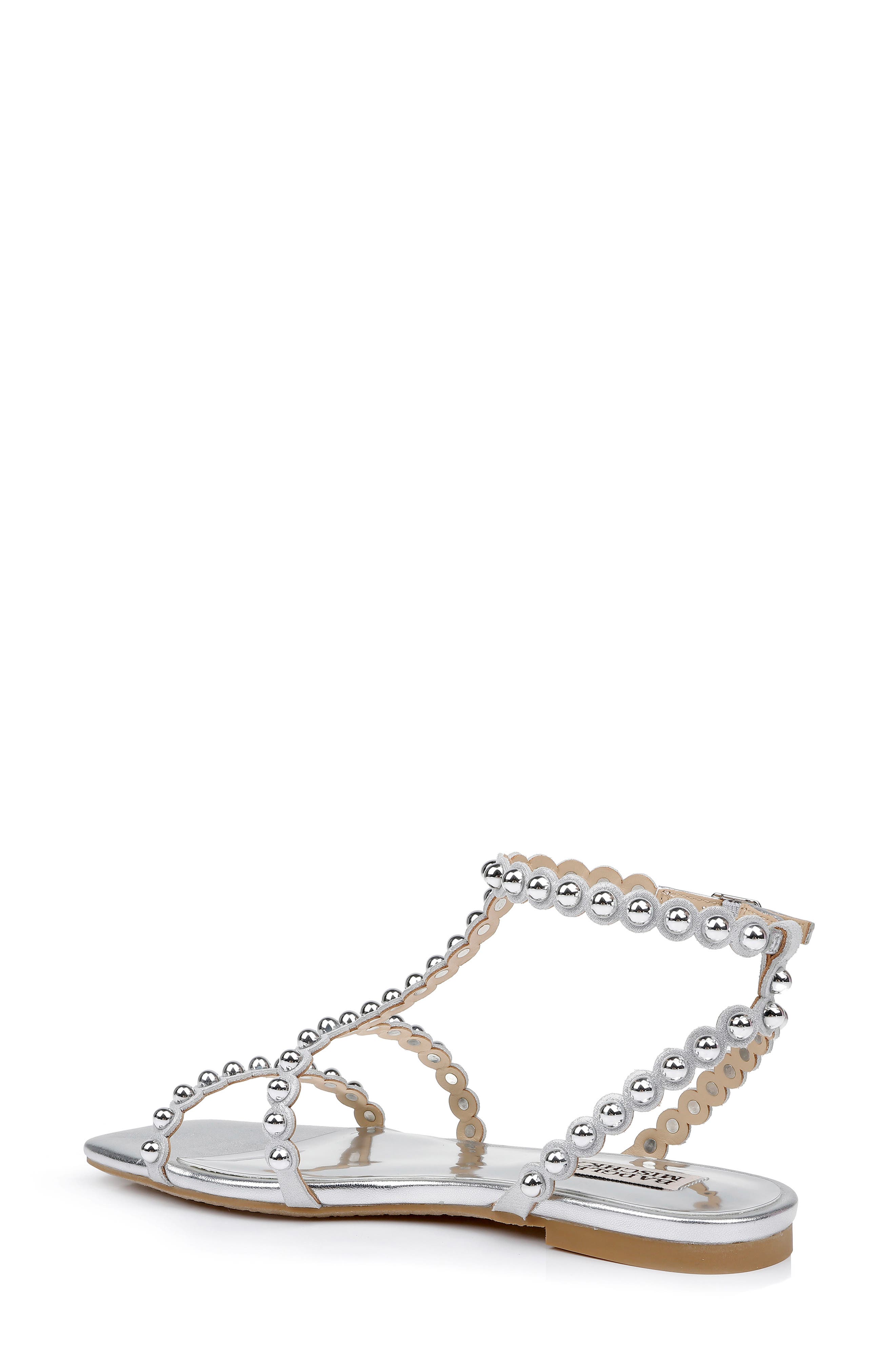 Badgley Mischka Collection Cami Embelished T-Strap Sandal, Alternate, color, Silver