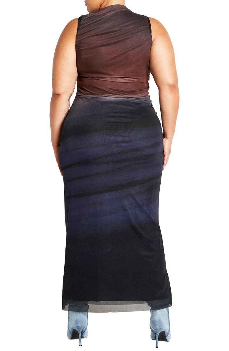 City Chic Jordan Print Sleeveless Mesh Maxi Dress, Alternate, color,