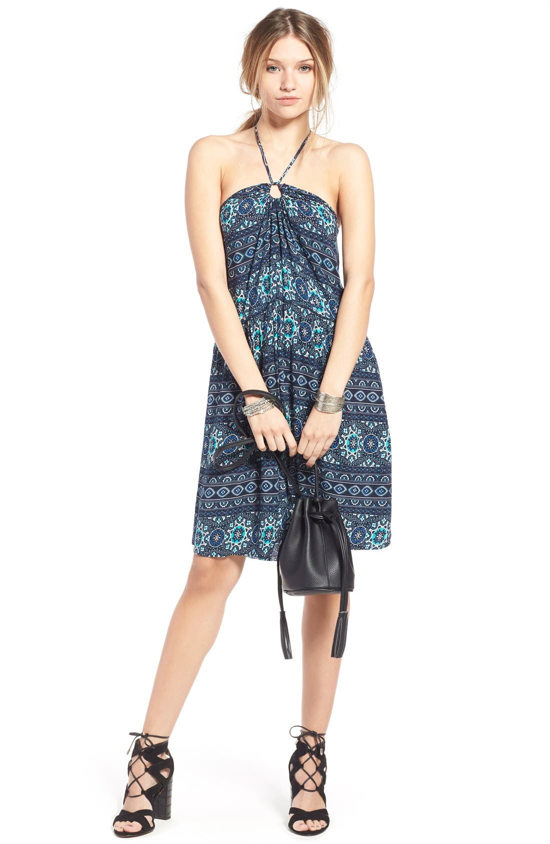 Street Level Mini Faux Leather Tassel Bucket Bag, Alternate, color, 