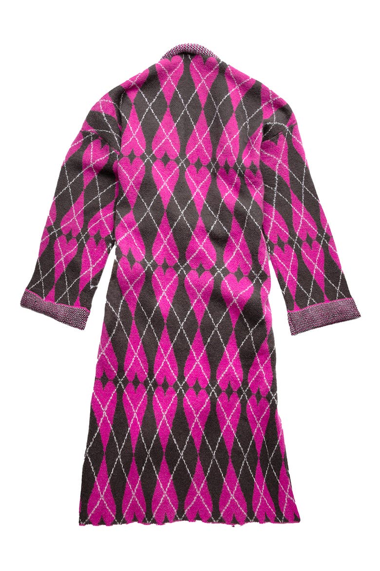 Argyle Heart Print Cardigan, Alternate, color, PINK