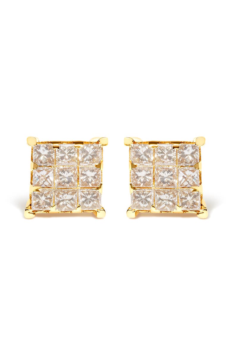 Haus of Brilliance 14K Yellow Gold 1 1/2 Cttw Princess-Cut Diamond Square Stud Earrings, Main, color, Yellow