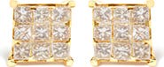 Haus of Brilliance 14K Yellow Gold 1 1/2 Cttw Princess-Cut Diamond Square Stud Earrings