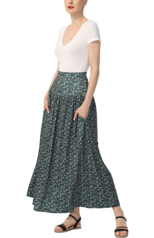Kimi & Kai Women's Tiered Pull On Maxi Skirt In Green