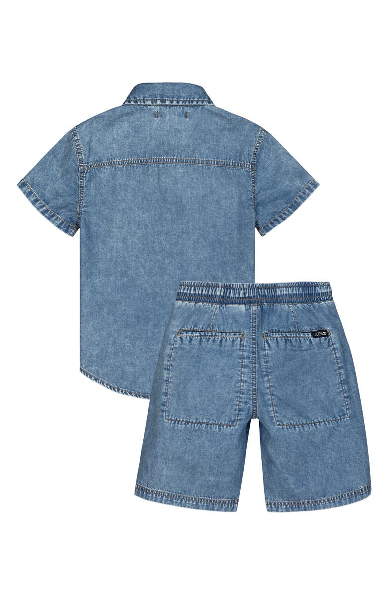 Joe's Jeans Short Sleeve Chambray Button-Up Shirt & Shorts Set, Alternate, color, Blue