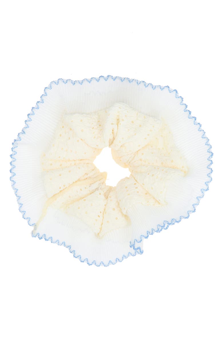 L. Erickson Liliana Eyelet Scrunchie, Main, color, White/ Blue