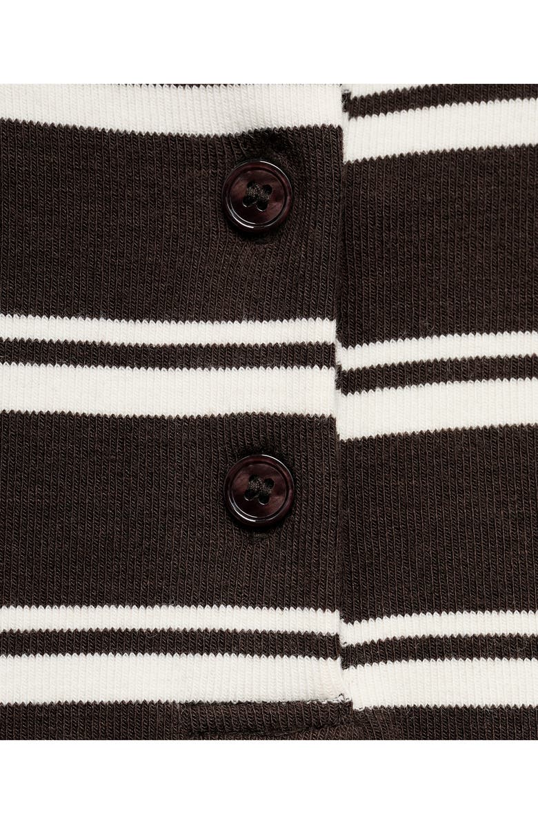 MANGO Stripe Long Sleeve Polo, Alternate, color, Brown