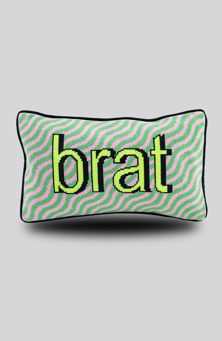 Furbish Brat Needlepoint Pillow, Main, color, Brat