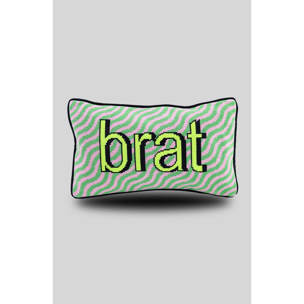 Furbish Brat Needlepoint Pillow In Green