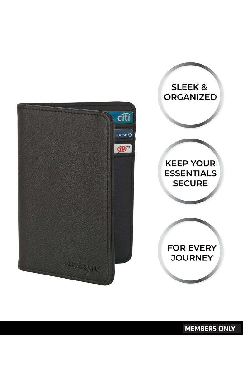 Passport Holder, Bifold Wallet with Secure Card Slots, Alternate, color, Black