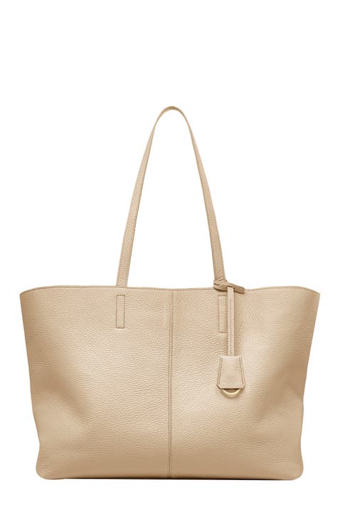 Large Leather Zipped Soft Tote