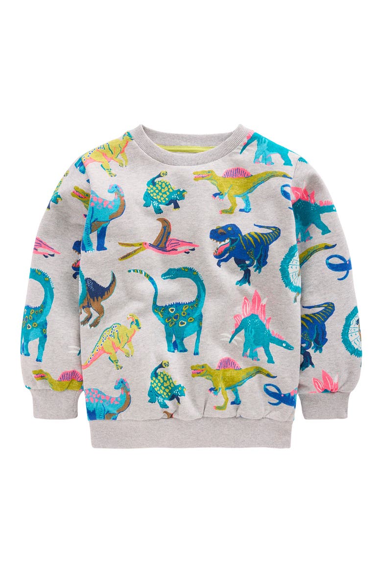 Kids' Dino Print Cotton Sweatshirt, Main, color, GREY DINOS