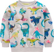 Mini Boden Kids' Dino Print Cotton Sweatshirt